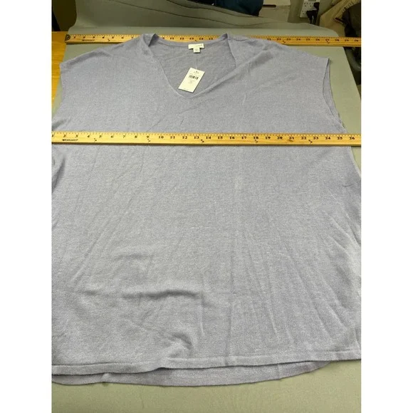 Pure Jill J.Jill Crocus Purple Linen Blend V-Neck Sweater Top 3X New 055834 - Picture 11 of 11